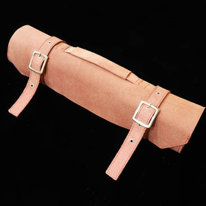 YOKU leatherworks Leather Knife Roll – Red Split Leather – Bag-Style