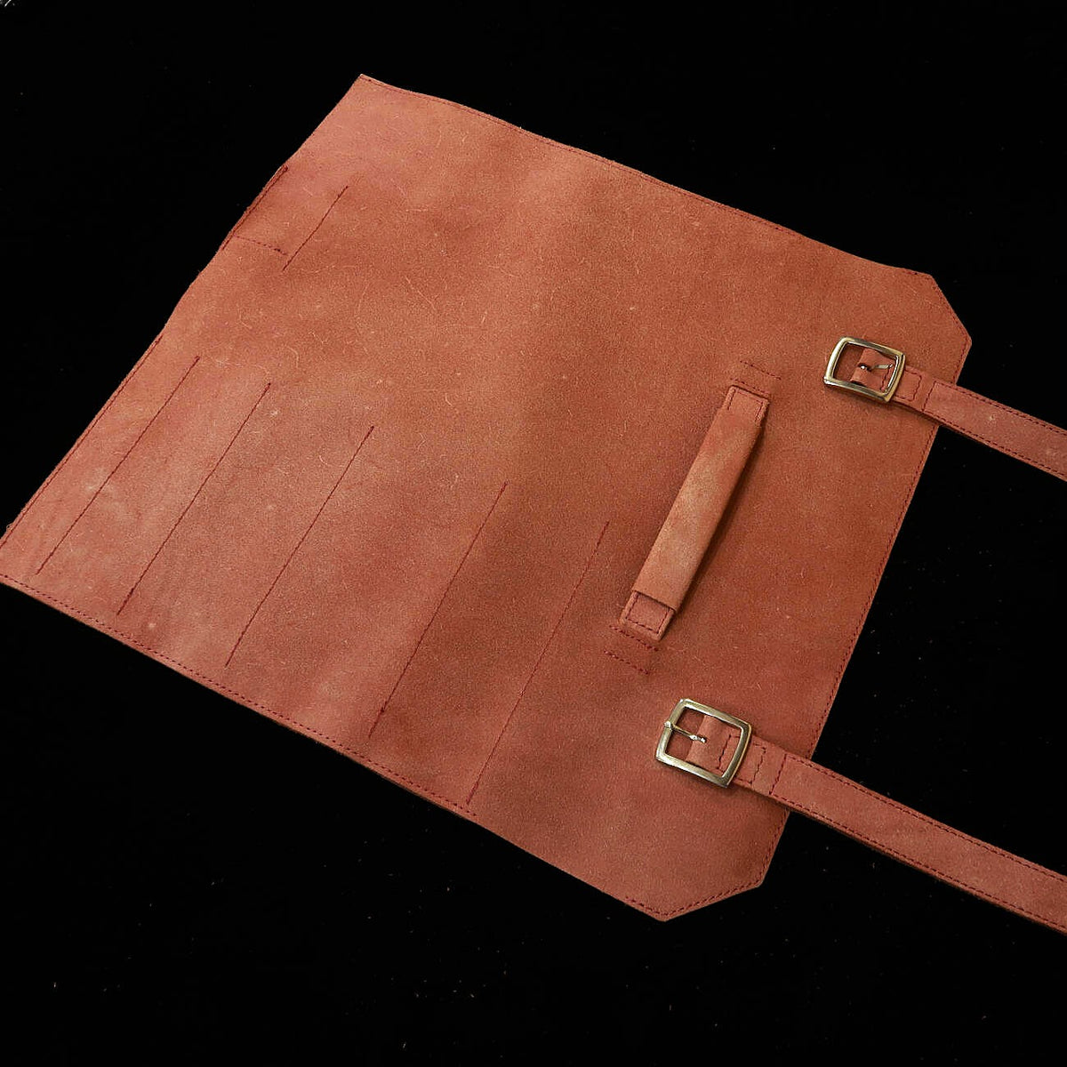 YOKU leatherworks Leather Knife Roll – Red Split Leather – Bag-Style