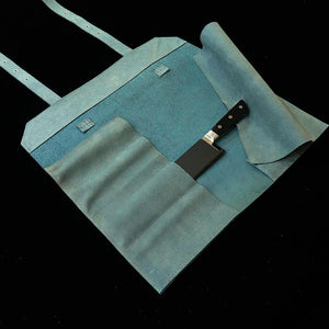 YOKU leatherworks rolo de couro para facas, couro reconstituído azul, tipo bolsa