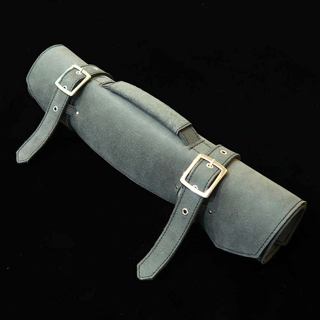 YOKU leatherworks rouleau en cuir pour couteaux, croûte de cuir noire, format sac