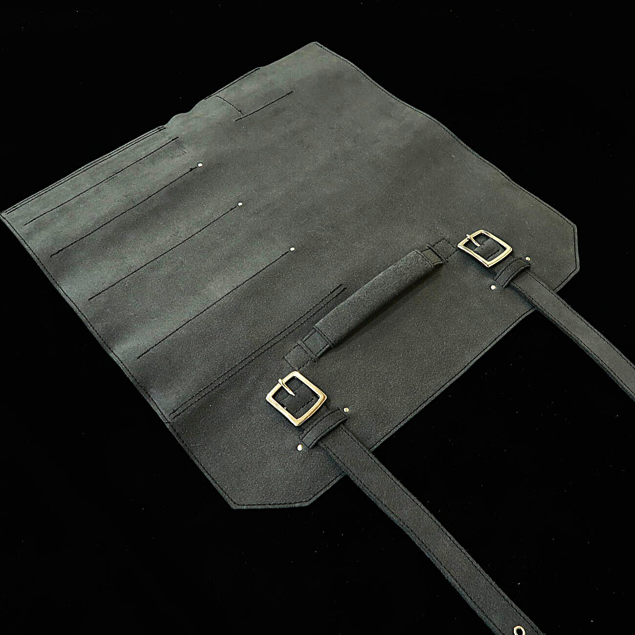 YOKU leatherworks　レザーナイフロール 床革ブラック　鞄型　