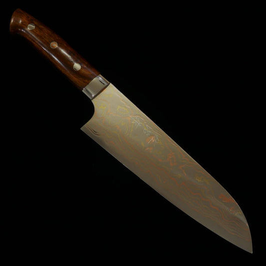 Saji Takeshi SAJI TAKESHI Aço Azul #2 Damasco Colorido Santoku Cabo de Ironwood (180mm)