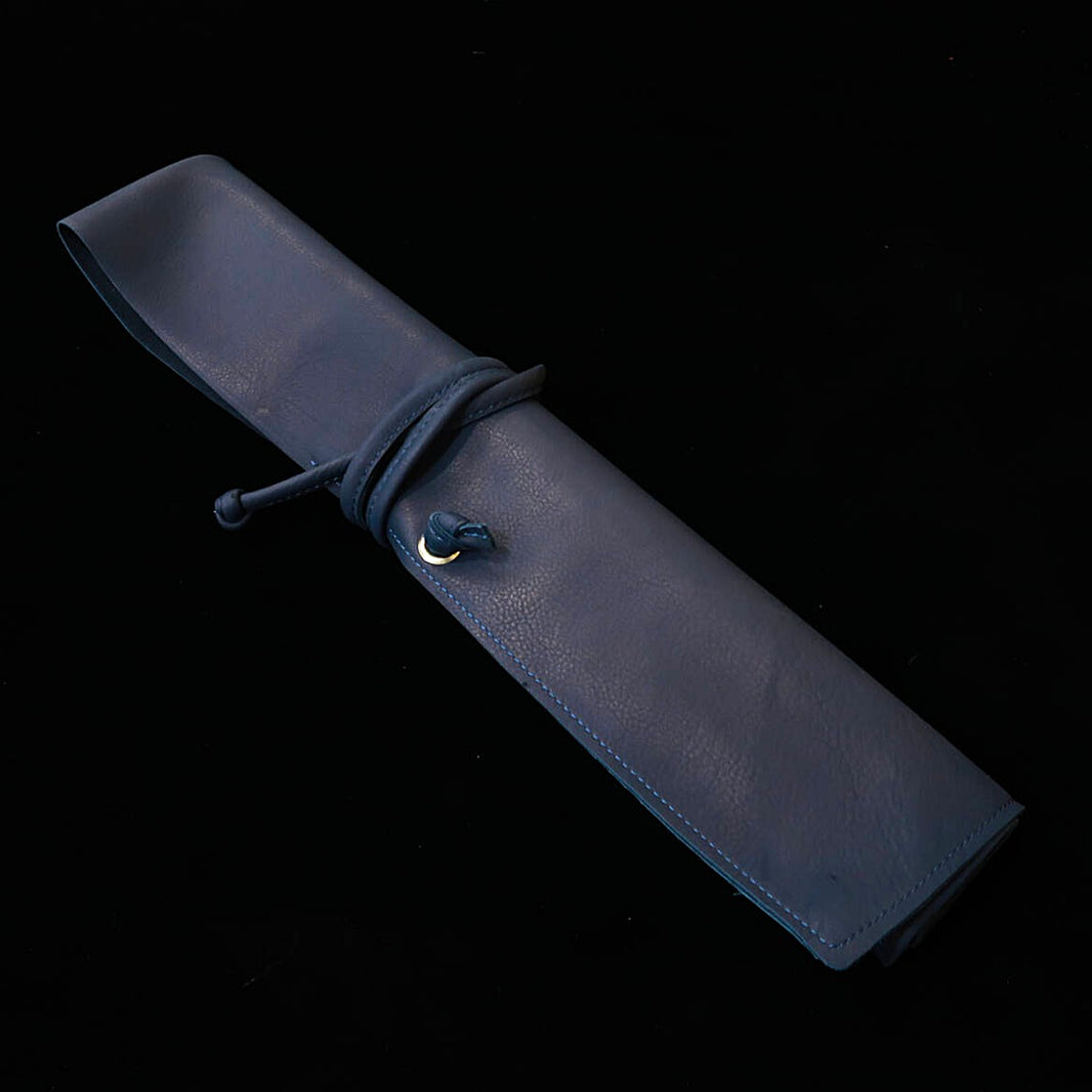 YOKU leatherworks – rouleau en cuir pour couteaux, bleu marine, souple