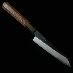 NIGARA Futakara Hamono – Kiritsuke Petty SG2 martelada, acabamento negro forjado, cabo octogonal em wengué (150 mm)