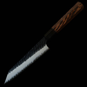NIGARA Futakara Hamono – Kiritsuke Petty SG2 martelada, acabamento negro forjado, cabo octogonal em wengué (150 mm)