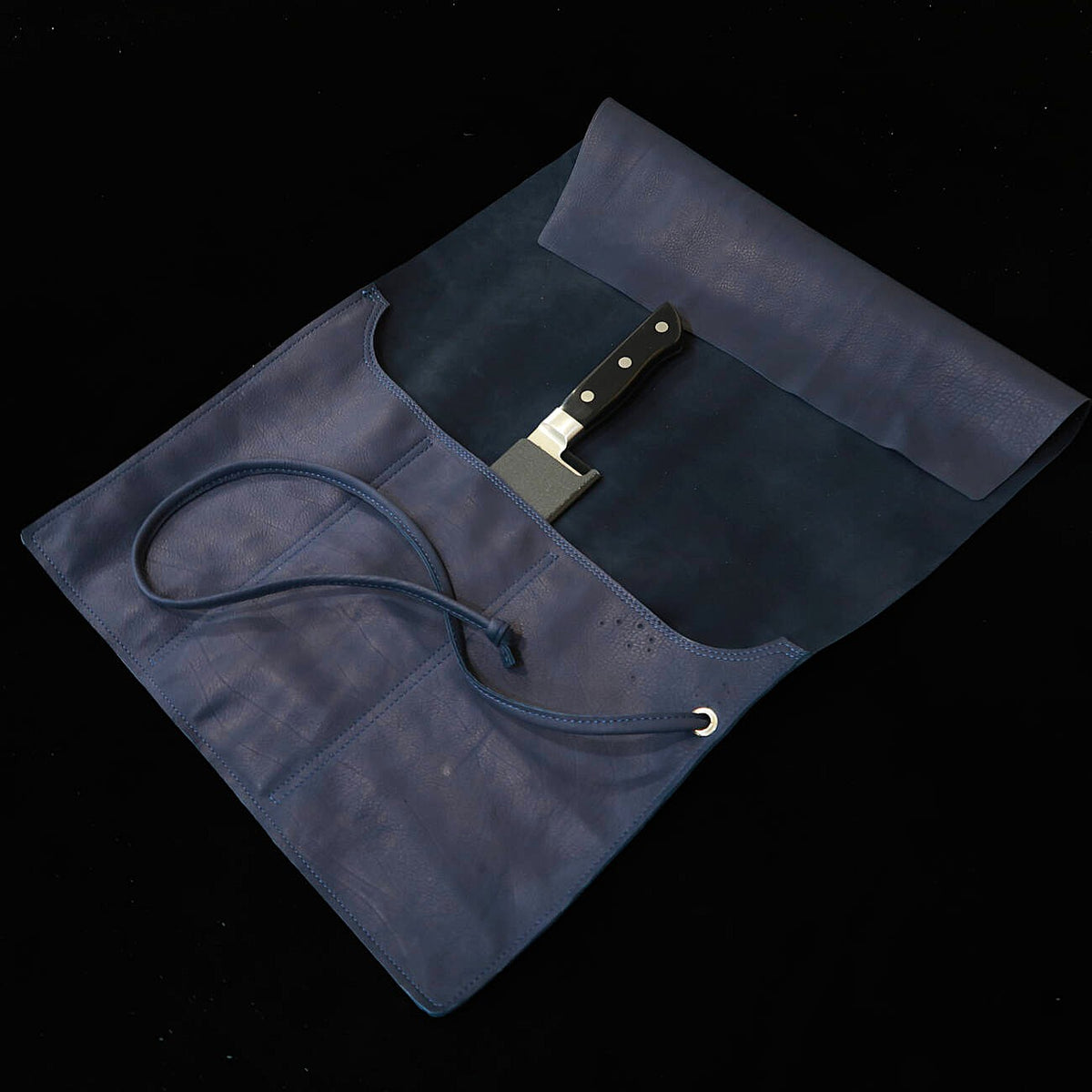 YOKU leatherworks Leather Knife Roll – Navy (Soft)
