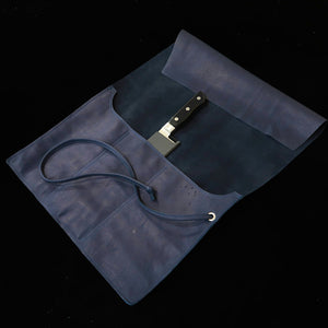 YOKU leatherworks Leather Knife Roll – Navy (Soft)