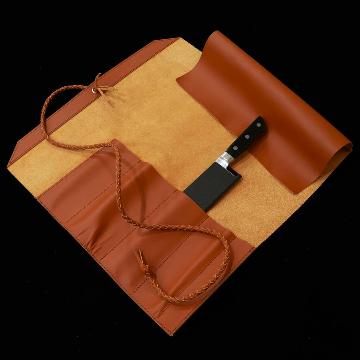 YOKU leatherworks Leather Knife Roll, Brown