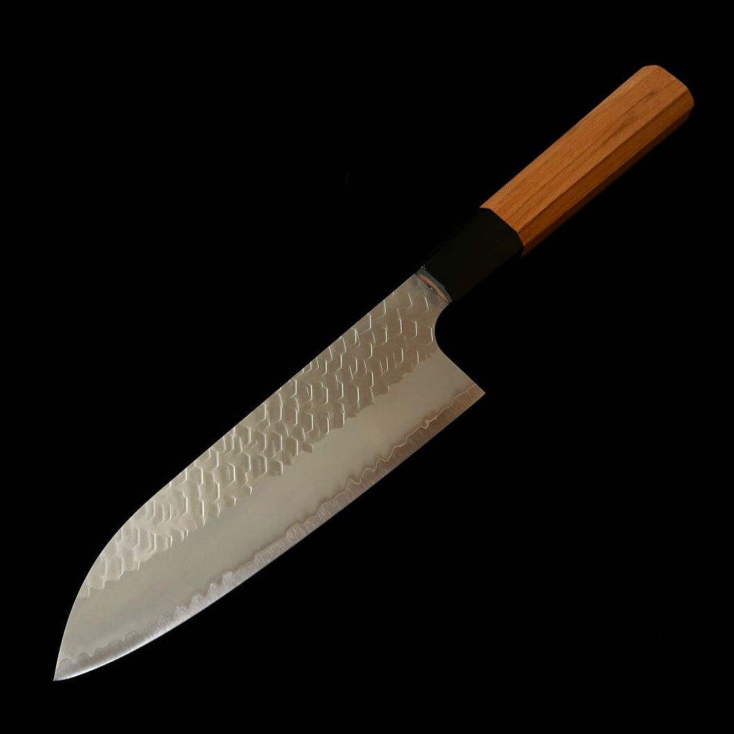二唐刃物鍛造所 NIGARA SG2 磨き槌目 三徳 チーク八角柄 (180mm)