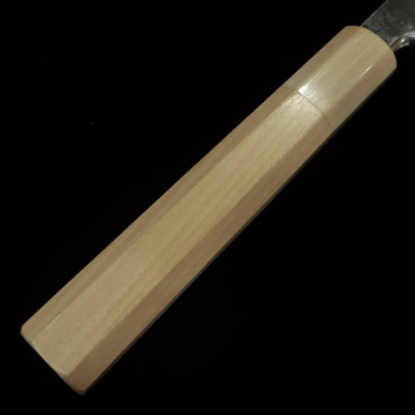 MIURA Itadaki Kiritsuke Yanagiba acier blanc n°2, finition noire, manche octogonal en magnolia et buffle blanc (270/300 mm)