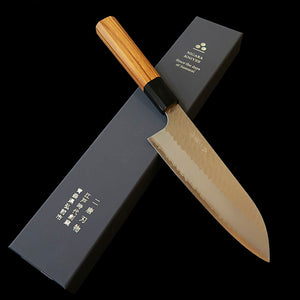 二唐刃物鍛造所 NIGARA SG2 磨き槌目 三徳 チーク八角柄 (180mm)