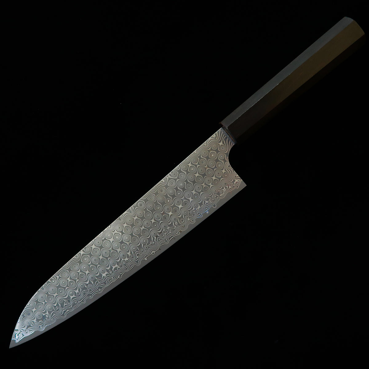 NIGARA NITOU Hamono – Gyuto Anmon SG2, cabo octogonal integral em ébano (210/240 mm)