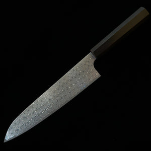 NIGARA NITOU Hamono – Gyuto Anmon SG2, cabo octogonal integral em ébano (210/240 mm)