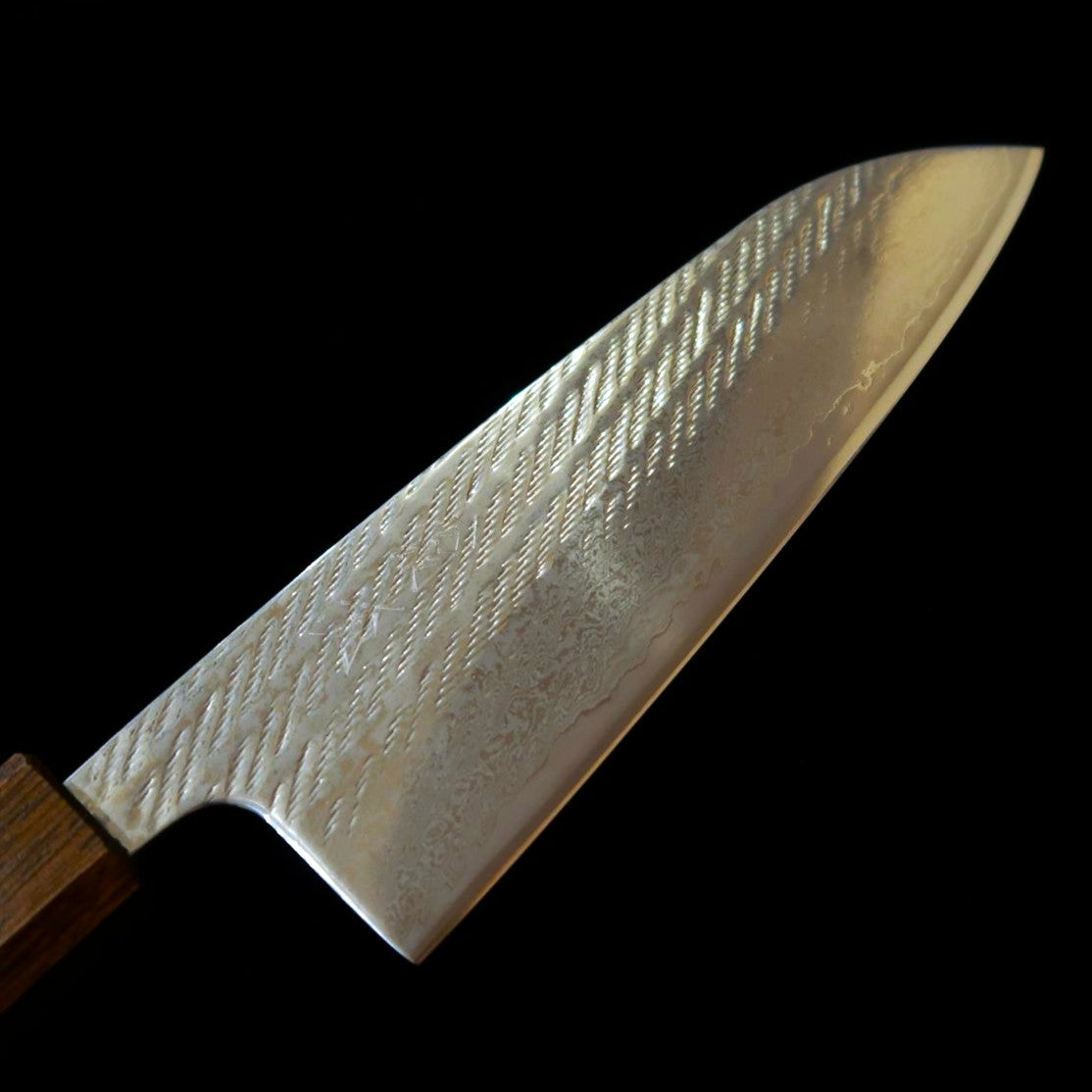 HADO HADO Okina-ryu Gin-3 padrão de corda Damasco, cabo em carvalho negro, santoku (165 mm)