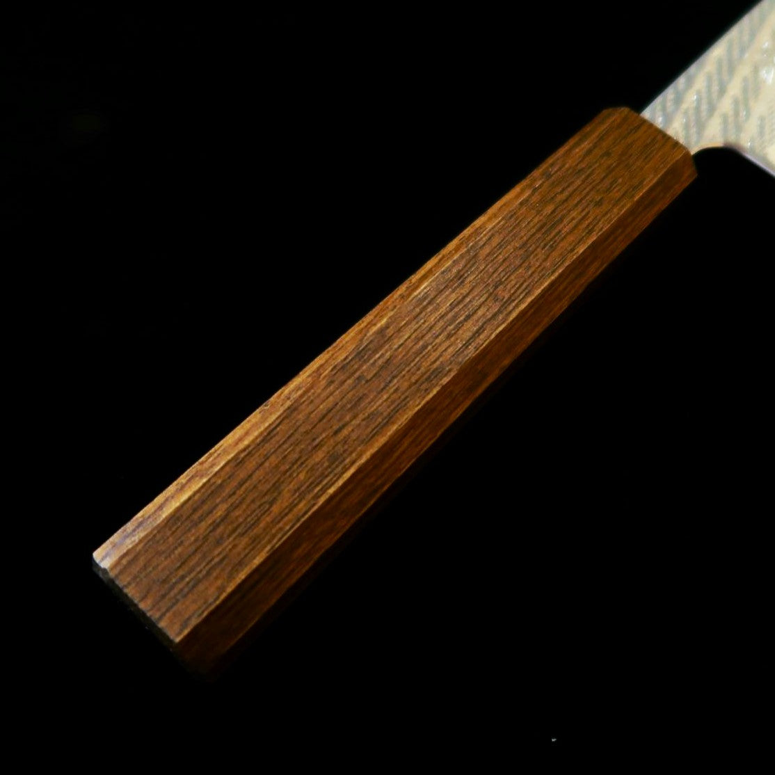 HADO HADO Okina-ryu Gin-3 padrão de corda Damasco, cabo em carvalho negro, santoku (165 mm)