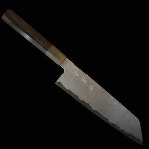 Sakai Kikumori SAKAI KIKUMORI Yogiri gyuto kiritsuke, Aogami Super, Damasco, cabo octogonal em ébano com chifre branco (225 mm)