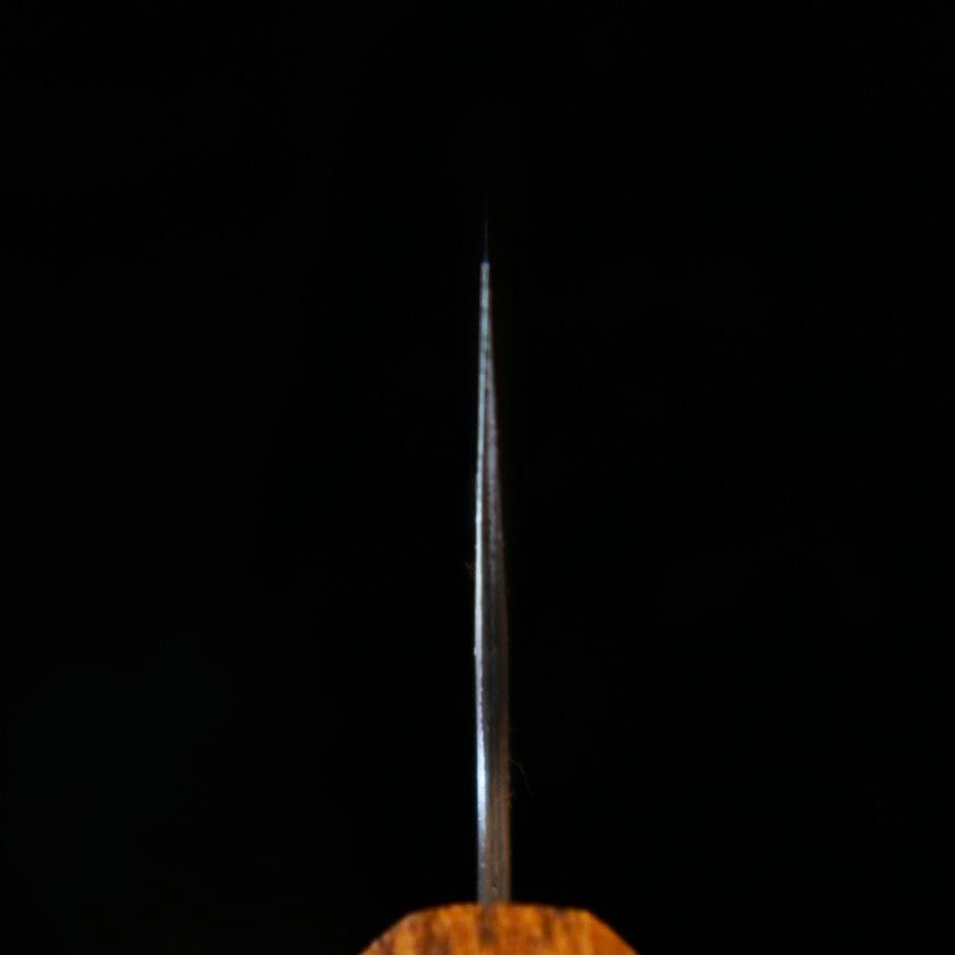 HADO Gyuto, Okina-ryu series, Super Blue Stainless Clad, Black-Stained, Pear-Skin Finish with Black Oak Handle (240mm)
