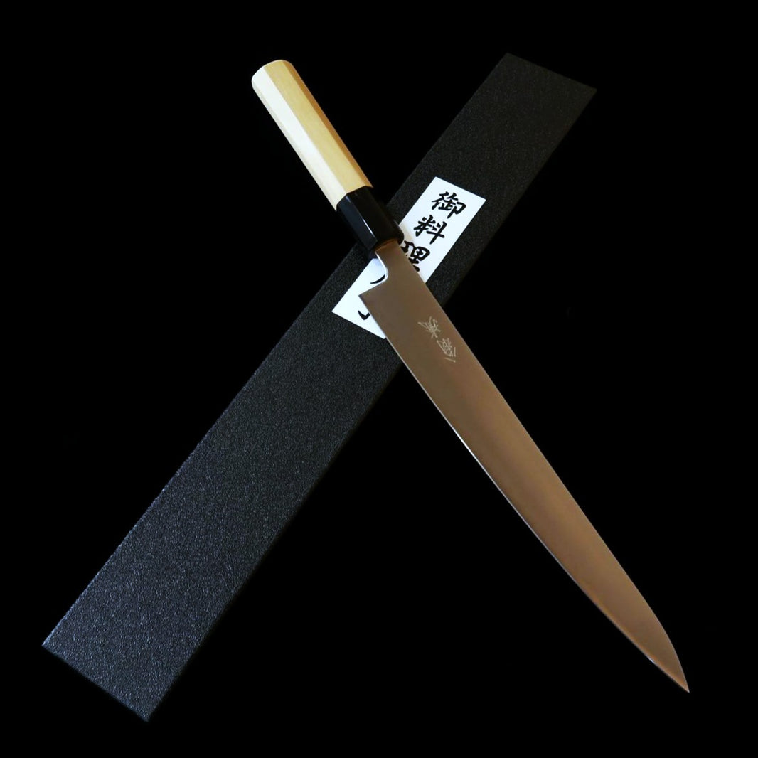 HADO – Kendō, style Okina, Aogami Super, plaquage inox, manche octogonal en magnolia, Sujihiki (240 mm)