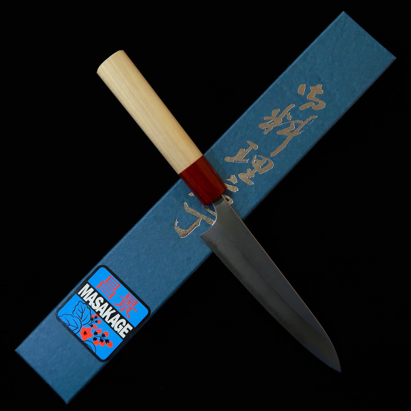 Petty MASAKAGE Snow Shirogami No. 2, Nashiji finish, with rounded magnolia handle (150mm)