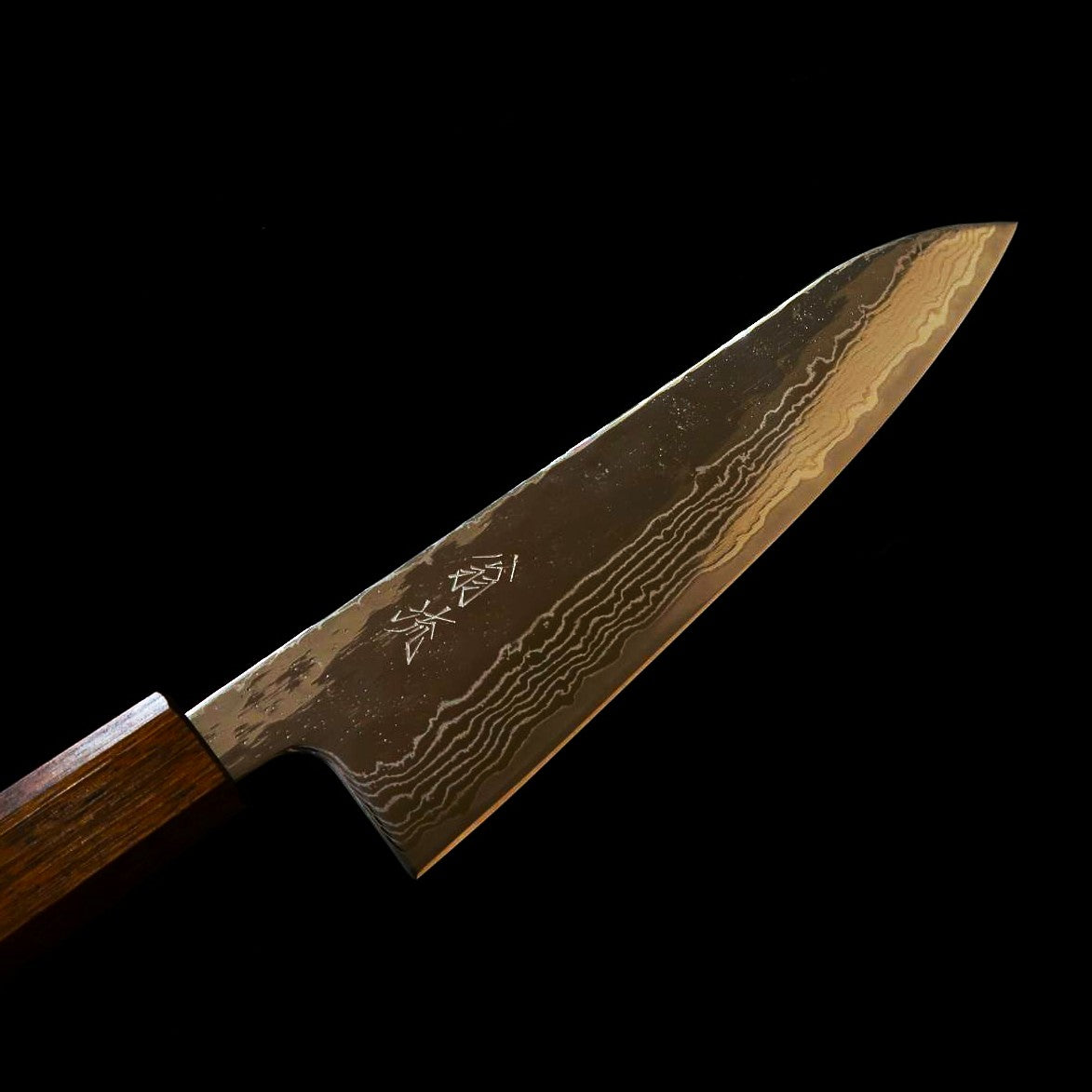 刃道 HADO 翁流  440Ⅽ 鎚目 ダマスカス 黒樫柄 牛刀 (180mm)