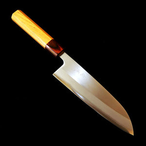 HADO Okina-ryu, Shirogami #1, inox plaqué, manche en zelkova, santoku (165 mm)