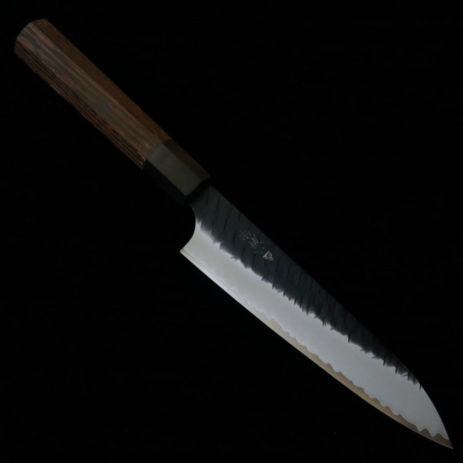 二唐刃物鍛造所 NIGARA ペティ SG2 鎚目 黒打 ウェンジ八角柄（150mm）