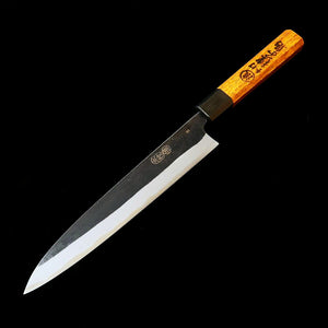 IKENAMI HAMONO Yanagiba, Shirogami No.1, Stainless Clad with Oak Handle Double-Edged (210mm)