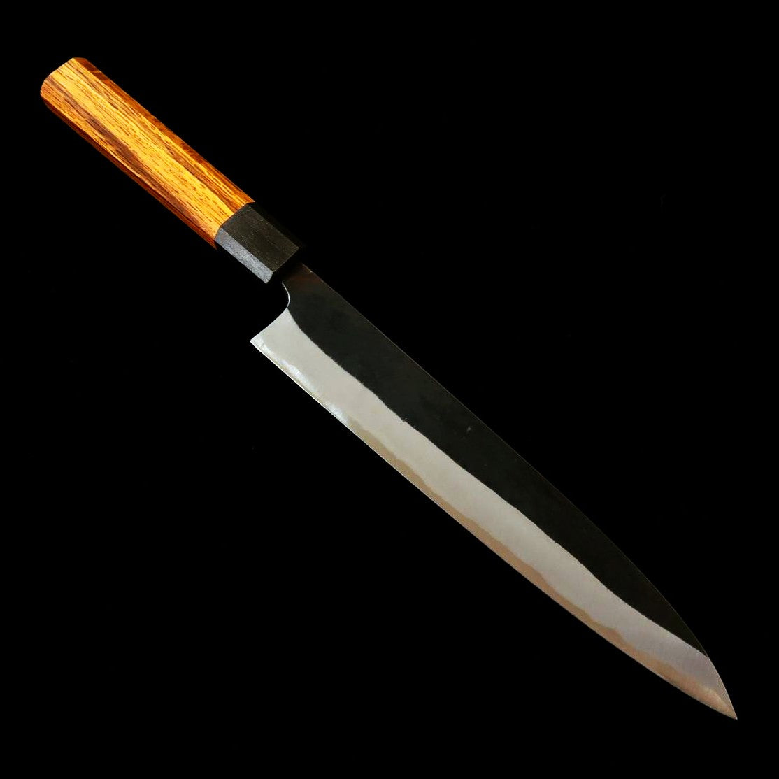 IKENAMI HAMONO Yanagiba, Shirogami No.1, Stainless Clad with Oak Handle Double-Edged (210mm)