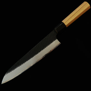 NIGARA Nitō Hamono NIGARA gyuto SG2, martelado, kuro-uchi, cabo octogonal em teca (240 mm)
