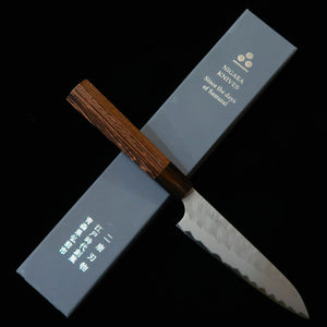 NIGARA Futatō Hamono Tanzojo Petty Aogami Super tsuchime cabo octogonal de wengué (150 mm)