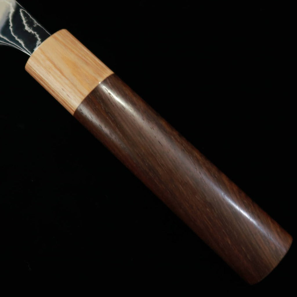 Yuta Katayama VG10 Damasco acabado pulido Nakiri mango de palo de rosa tipo castaña (170 mm)
