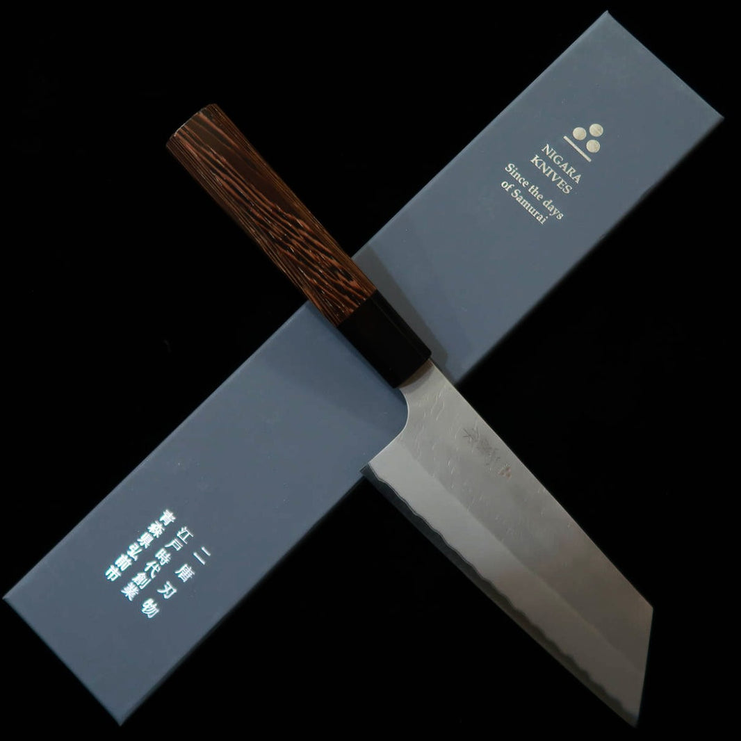 NIGARA – Nakiri kiritsuke, Aogami Super, martelé, manche octogonal en wengé (180 mm)