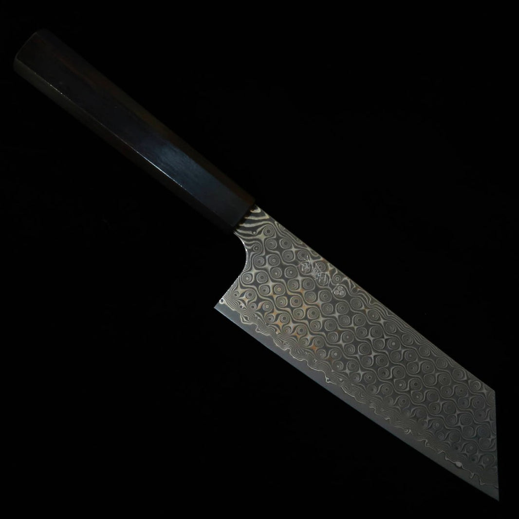 Nigara Hamono Forging NIGARA Anmon Nakiri kiritsuke SG2, mango octogonal integral de ébano (180 mm)
