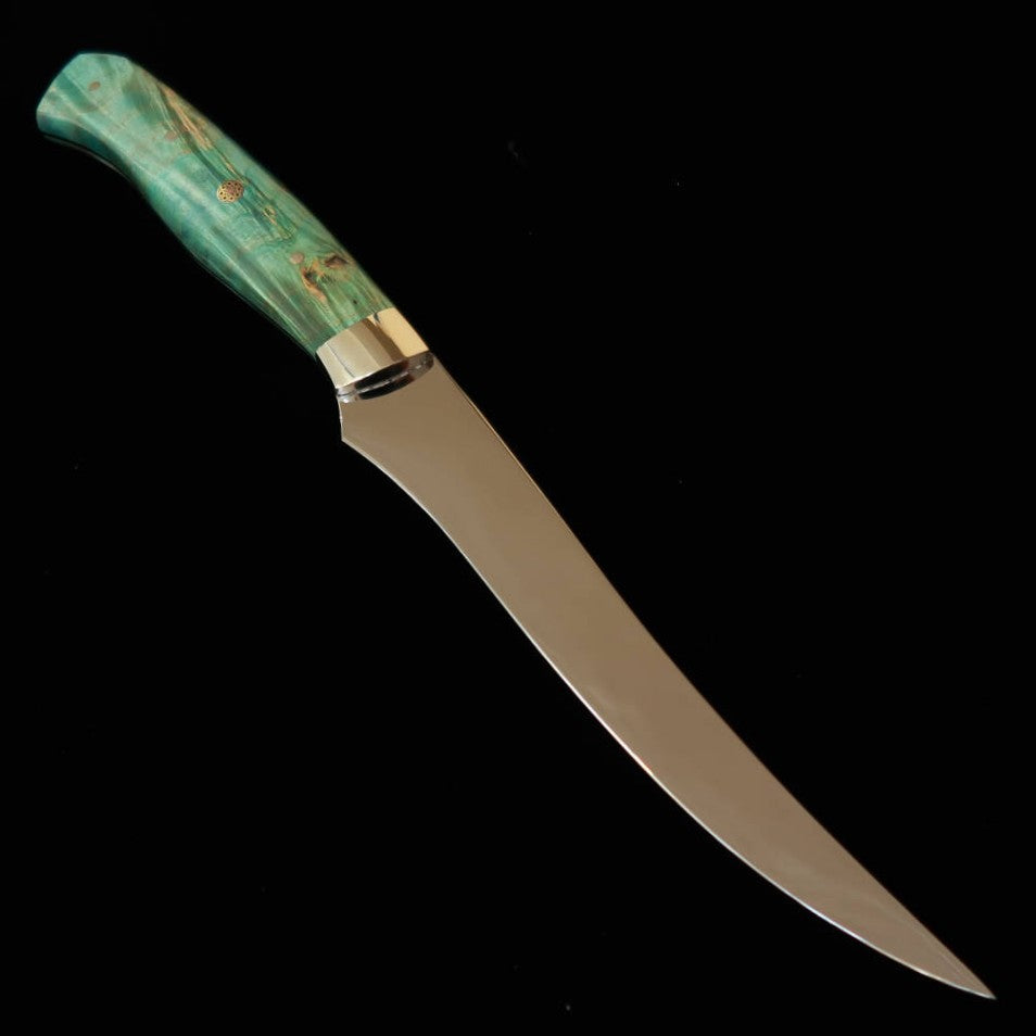 Asurah Knives × MIURA, SUS420J2 Mirror Polish with Custom Green Handle Fillet Knife (160mm)