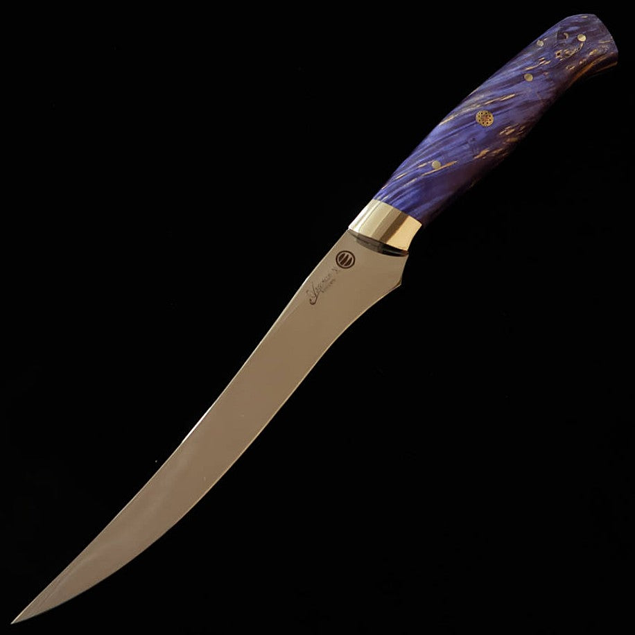 Asurah Knives × MIURA, SUS420J2 Mirror Polish with Custom Blue Handle Fillet Knife (160mm)