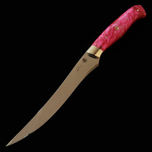 Asurah Knives × MIURA, SUS420J2 Mirror Polish with Custom Pink Handle Fillet Knife (160mm)