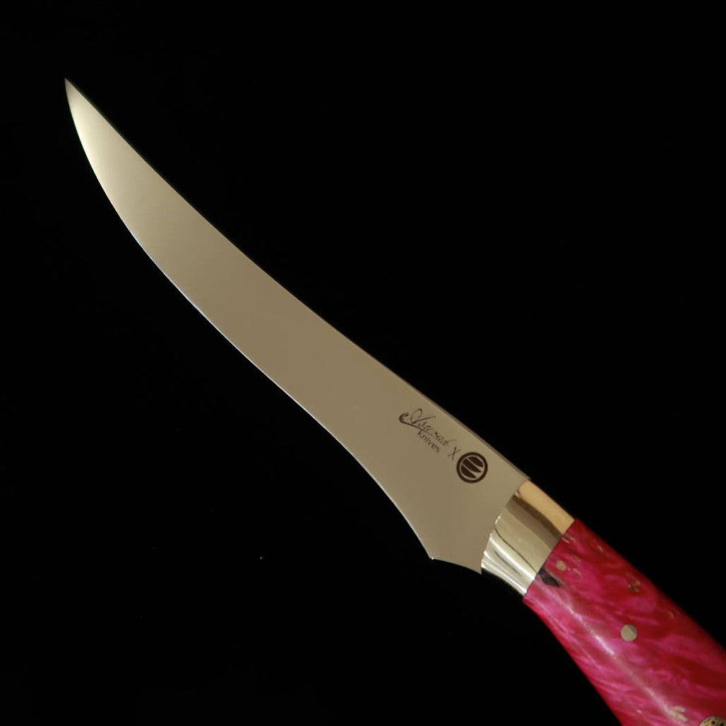 Asurah Knives × MIURA SUS420J2 acabado espejo, mango personalizado rosa, cuchillo fileteador (160 mm)
