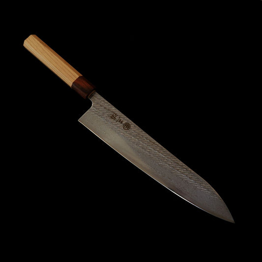 三浦MIURA 牛刀 銀紙三号 縄目ダマスカス 欅八角柄（240mm）