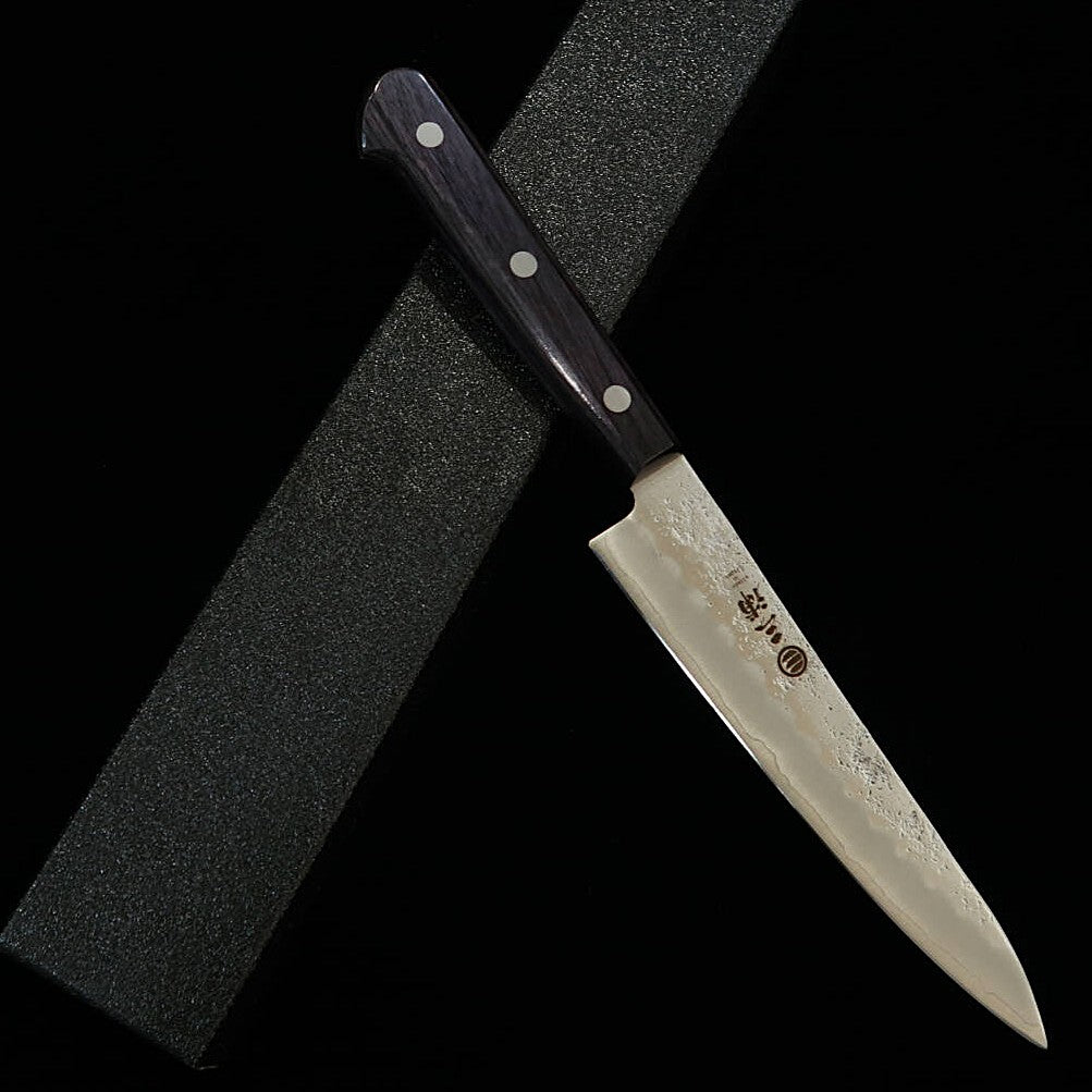 MIURA Petty Knife, Ginsan, Nashiji with Purple Pattern handle (135mm)