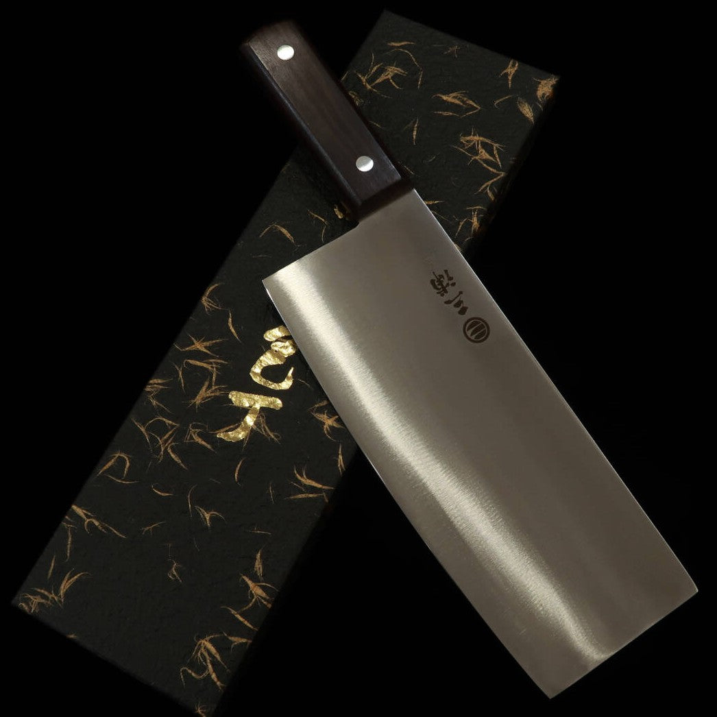 MIURA Miura cuchillo chino acero SK, acero al carbono macizo, mango de palisandro (220 mm)