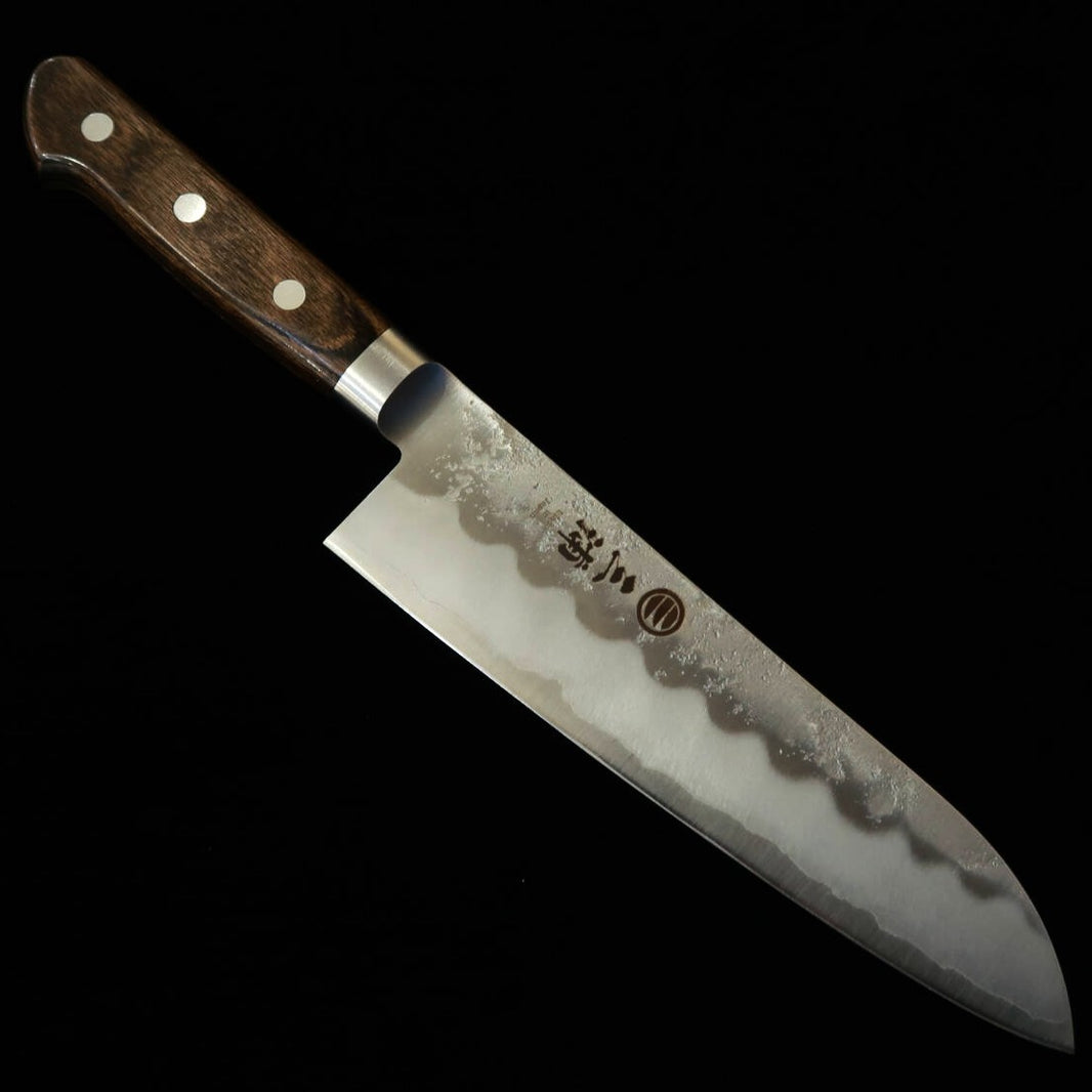 MIURA Miura santoku, acier Gingami n°3, avec mitre, manche en contreplaqué brun (180 mm)