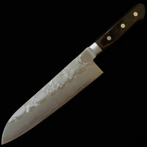 Miura santoku, aço Gin-3, com guarda, cabo laminado marrom (180 mm)