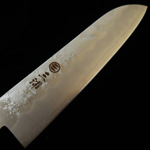 Miura santoku, aço Gin-3, com guarda, cabo laminado marrom (180 mm)