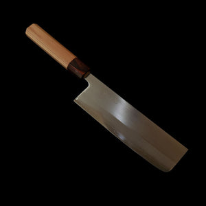 HADO – modèle Okina-ryu, acier blanc n°1, inox plaqué, manche en zelkova, nakiri (165 mm)