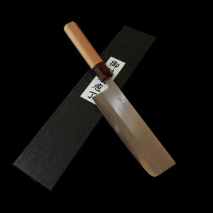 HADO – modèle Okina-ryu, acier blanc n°1, inox plaqué, manche en zelkova, nakiri (165 mm)