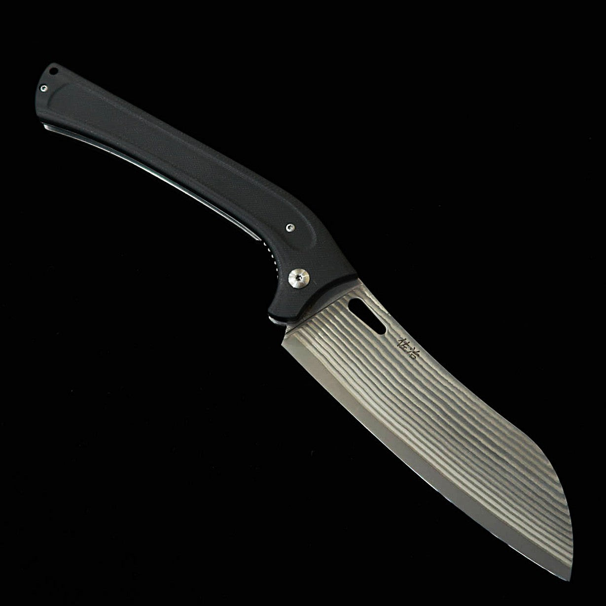 Couteau Santoku pliant Takeshi SAJI - Acier SG2, Damas noirci (130 mm)