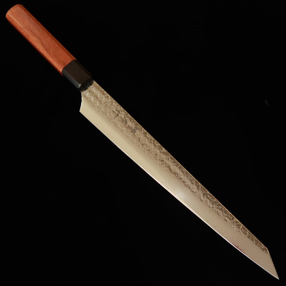 堺孝行 SAKAI TAKAYUKI 剣型柳刃 SG2 鎚目 ダマスカス 紫檀八角柄（270mm）