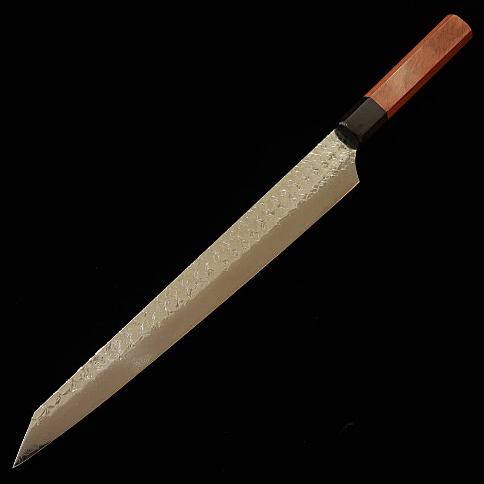 堺孝行 SAKAI TAKAYUKI 剣型柳刃 SG2 鎚目 ダマスカス 紫檀八角柄（270mm）