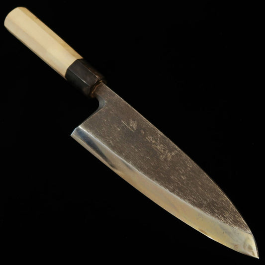 Deba [OUTLET] MIURA Shirogami No. 2, Black Finish, Paulownia Octagonal Handle (180mm) with Scratches