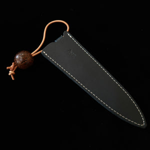 ANNE Knife Sheath for 120mm Petty, Navy Blue with Speckled Wood Beads